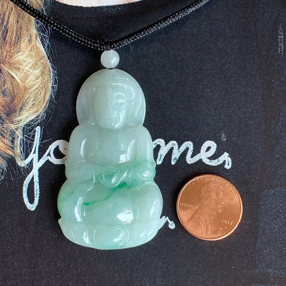 Jewelry - green icy jade Buddha guanyin necklace